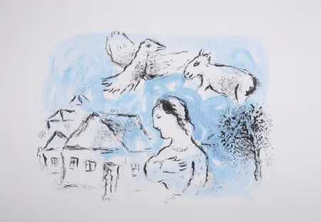 Lithografie Chagall - Le Village, 1977