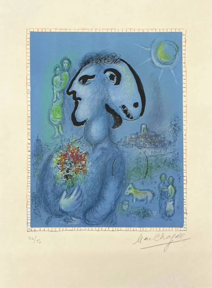 Lithografie Chagall - Le village bleu