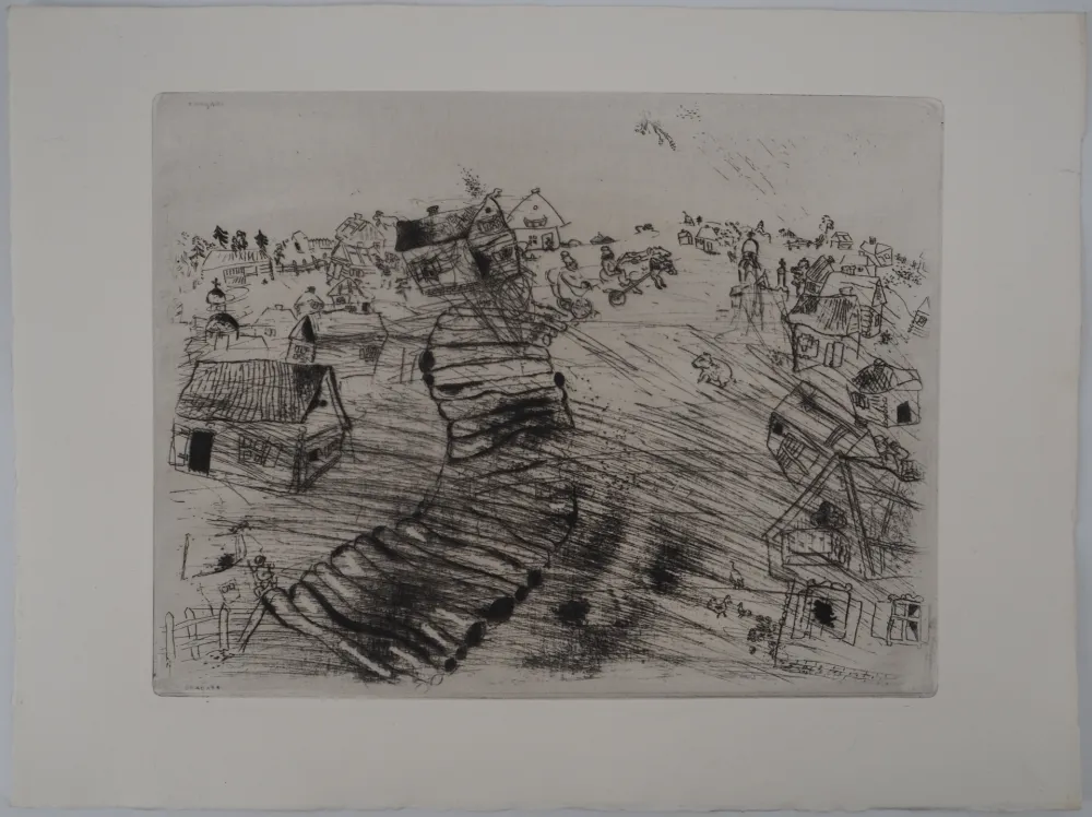 Gravure Chagall - Le village de Pliouchkine