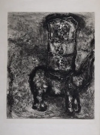 Gravure Chagall - Les Fables de La Fontaine : Le Rat et l'Éléphant, 1952