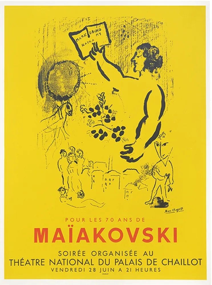 Lithografie Chagall - Maïakovski - Théatre de Chaillot
