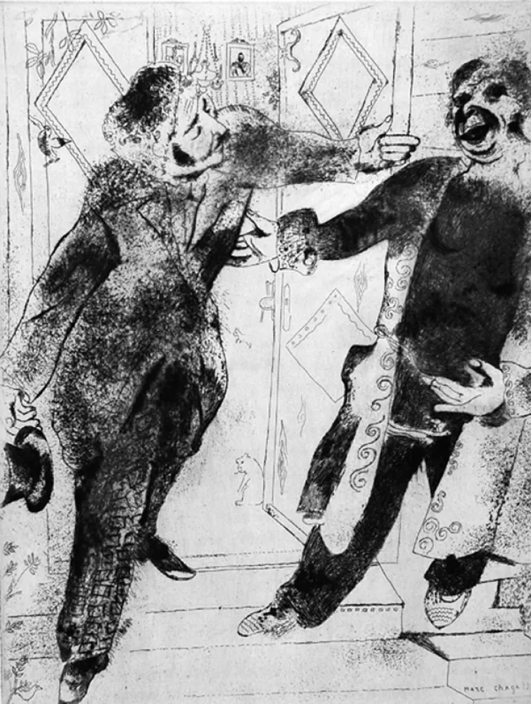 Ets Chagall - Manilov et Tchitchikov sur le seuil de la porte