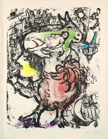 Lithografie Chagall - Marc Chagall (1887-1985) - Circus Pirouette - Color lithograph on Arches paper - 1961