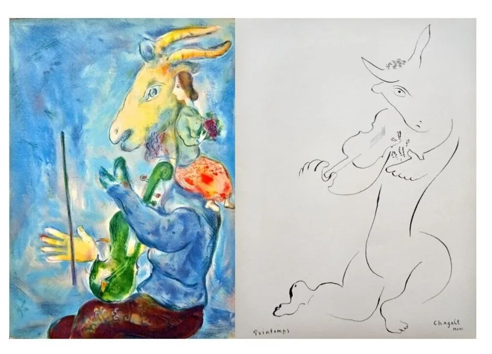 Lithografie Chagall - Marc Chagall, Spring, 1938, Original Lithograph and Pochoir on Paper 