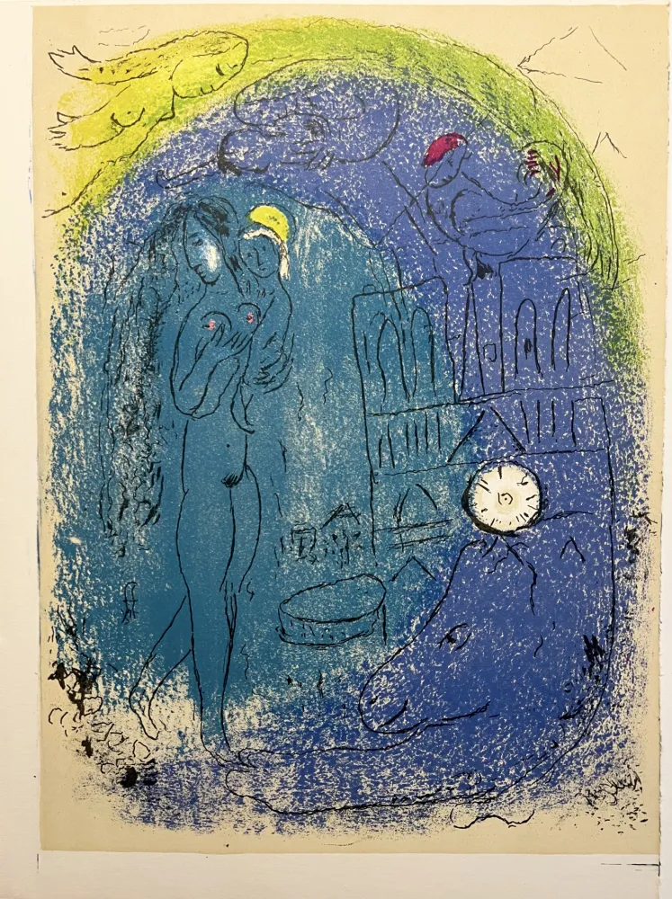 Lithografie Chagall - Mère et Enfant devant Notre-Dame. De la suite VISION DE PARIS