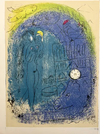 Lithografie Chagall - Mère et Enfant devant Notre-Dame. De la suite VISION DE PARIS
