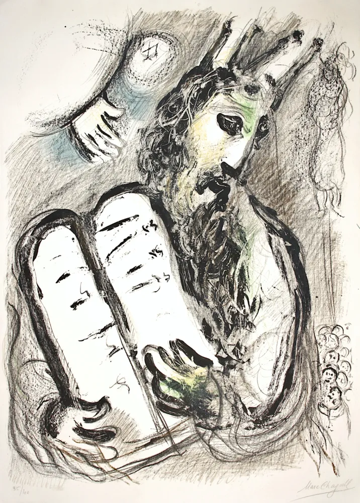 Lithografie Chagall - Moise et Les Tables de la Loi