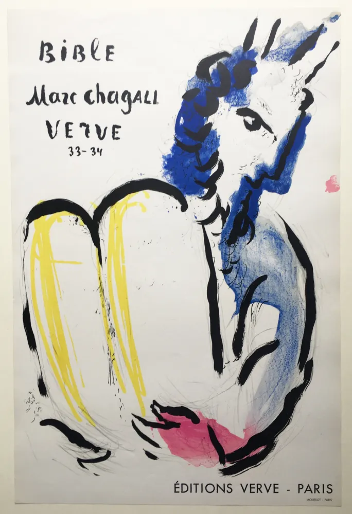 Lithografie Chagall - MOÏSE. LA BIBLE. Affiche originale pour Verve 33-34 (1956).