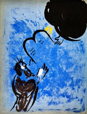 Lithografie Chagall - Moses Receiveing the Tabels of the Law