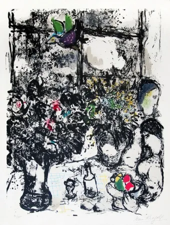 Lithografie Chagall - Nature morte au bouquet (Still Life with Bouquet), 1960