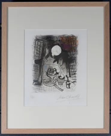 Lithografie Chagall - Nature Morte brune (M. 205), 1957 - Framed & Hand-signed!