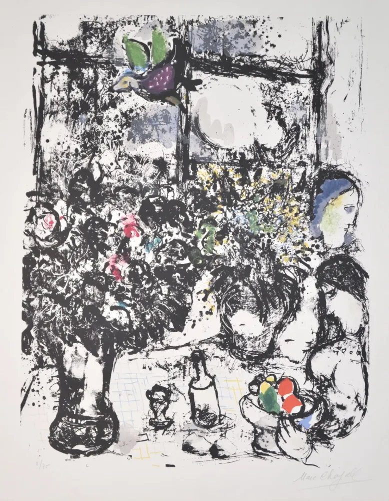 Lithografie Chagall - Nature Morte En Bouquet - M299