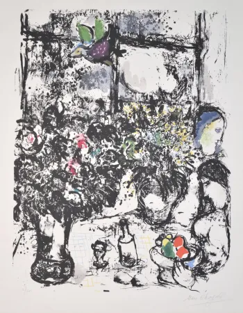 Lithografie Chagall - Nature Morte En Bouquet - M299