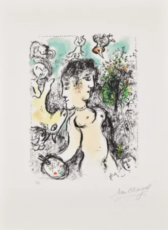 Lithografie Chagall - Nu au visage double (Nude with a Double Face) (M. 1013)