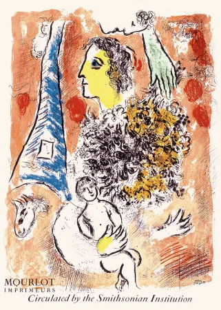 Lithografie Chagall - Offrande à la Tour Eiffel
