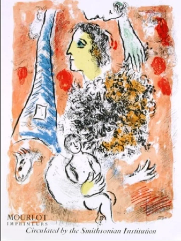 Lithografie Chagall - OFFRANDE A LA TOUR EIFFEL
