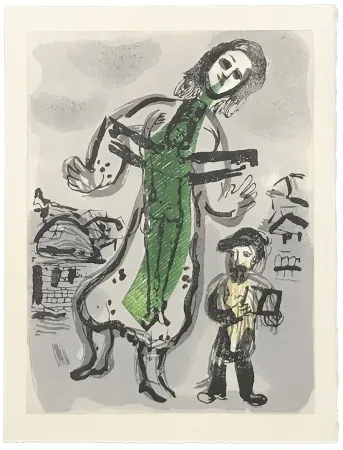 Houtsnede Chagall - OU EST LE JOUR (