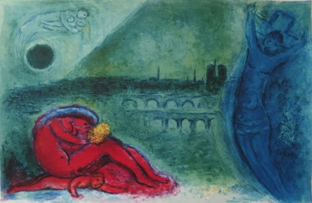 Lithografie Chagall - Paris - Quai de la Tournelle