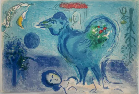 Lithografie Chagall - Paysage au Coq