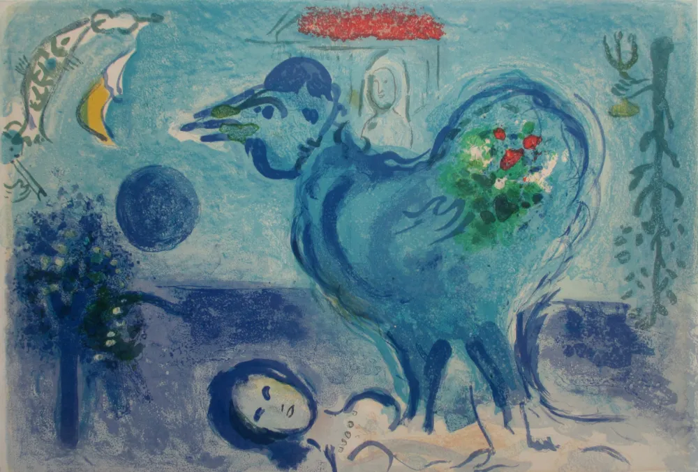 Lithografie Chagall - Paysage au Coq /Landscape with Rooster
