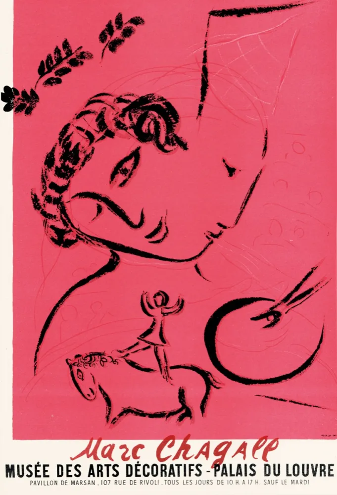 Lithografie Chagall - Peintre en rose