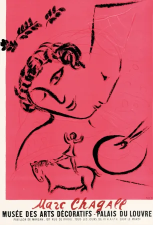 Lithografie Chagall - Peintre en rose