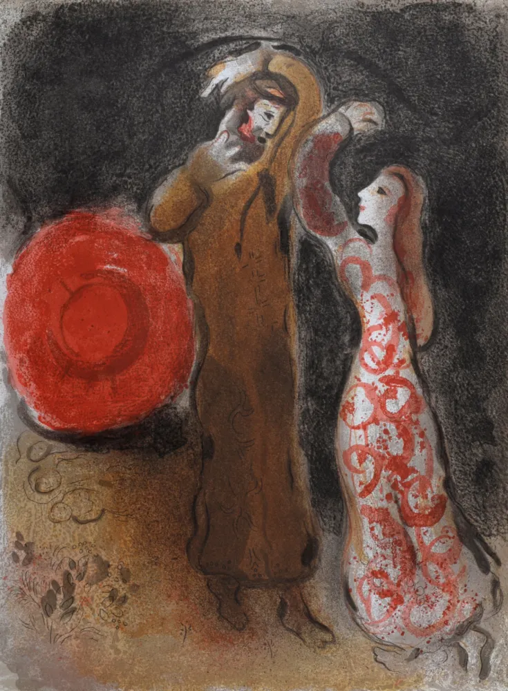 Lithografie Chagall - Rencontre de Ruth et de Booz, 1960