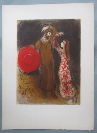 Lithografie Chagall - Rencontre de Ruth et de Booz, Meeting of Ruth and Boaz