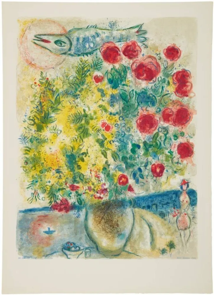 Lithografie Chagall - Roses et Mimosas (Roses and Mimosa)