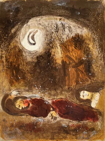 Lithografie Chagall - Ruth at the feet of Boaz