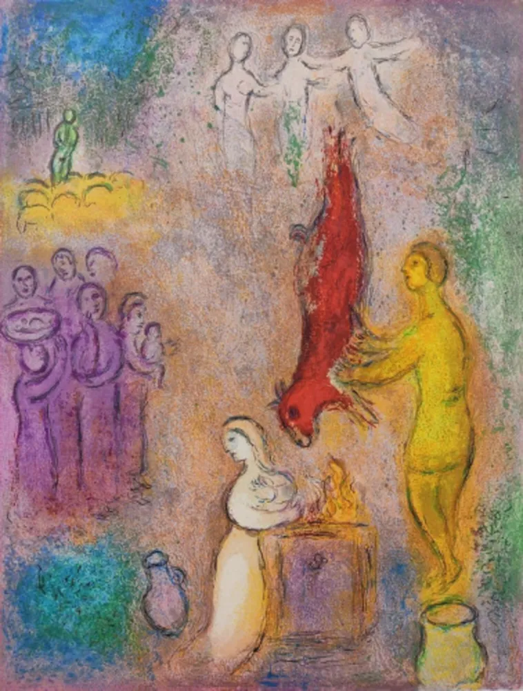 Lithografie Chagall - Sacrifices Made to the Nymphs, from Daphnis and Chloe