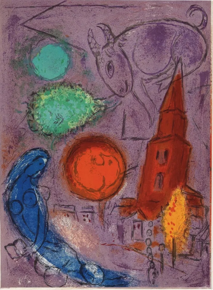 Lithografie Chagall - Saint-Germain-des-Prés, 1954 - Very scarce!