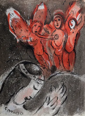 Lithografie Chagall - Sara et les Anges, 1960