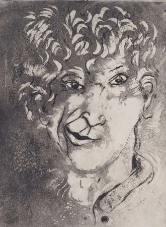 Ets En Aquatint Chagall - Self-Portrait with Grimace
