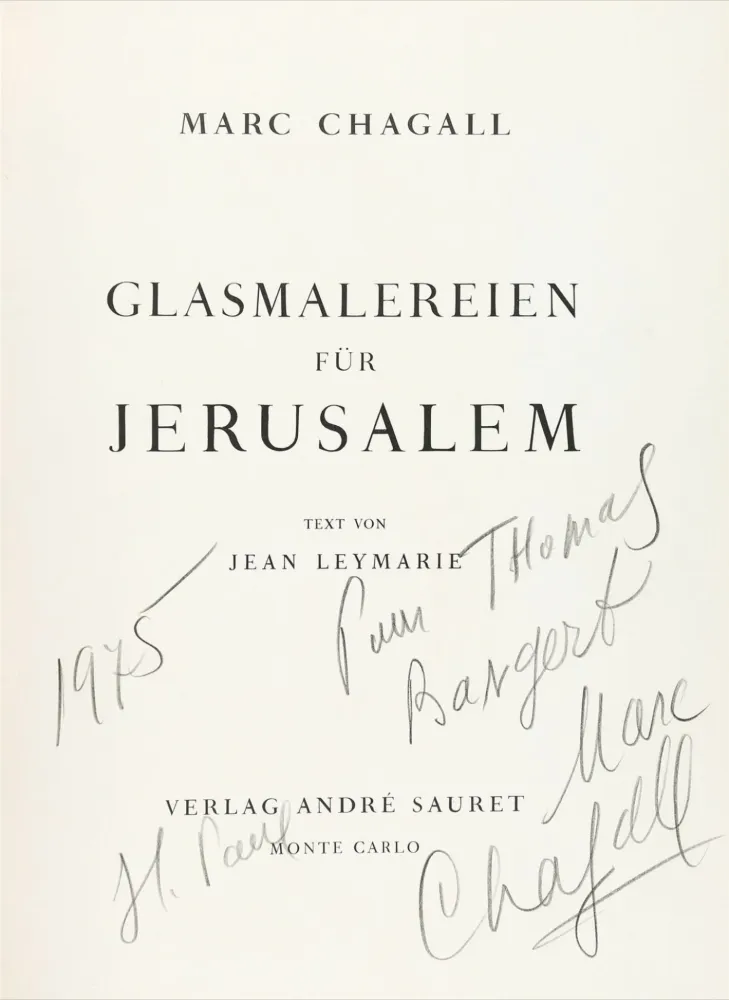 Geïllustreerd Boek Chagall - Signed & dedicated - Stained glass for Jerusalem 
