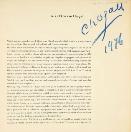 Geïllustreerd Boek Chagall - Signed - Der Klokken Van Chagall