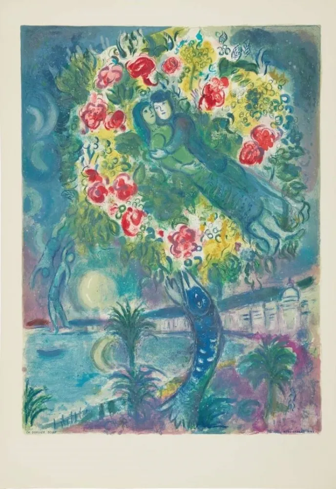 Lithografie Chagall - Sirène au pin (Sirene with Pine)