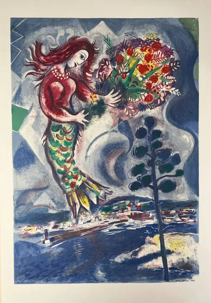 Lithografie Chagall - Sirène au pin (Sirene with Pine)