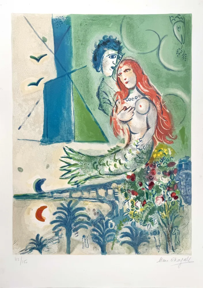 Lithografie Chagall - Sirène au Poète 