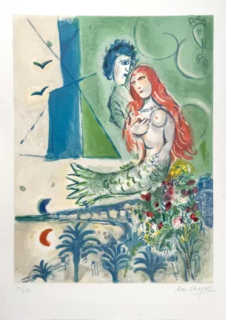 Lithografie Chagall - Sirène au Poète 