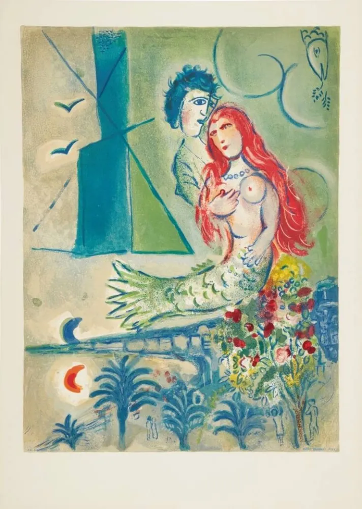Lithografie Chagall - Sirène au Poète (Sirene with Poet)