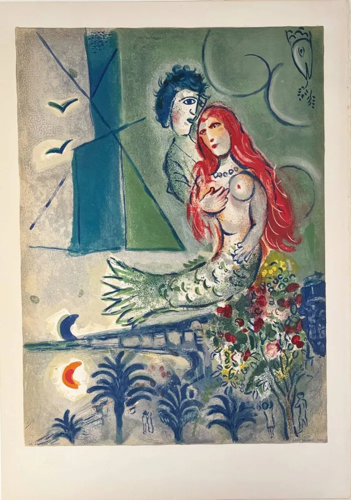 Lithografie Chagall - Sirène au Poète (Sirene with Poet)