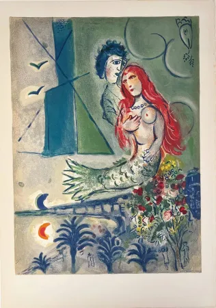 Lithografie Chagall - Sirène au Poète (Sirene with Poet)
