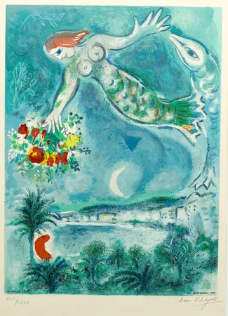Lithografie Chagall - Sirène et Poisson