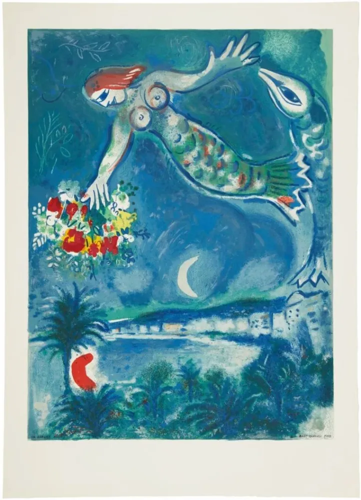 Lithografie Chagall - Sirène et Poisson (Sirene and Fish)