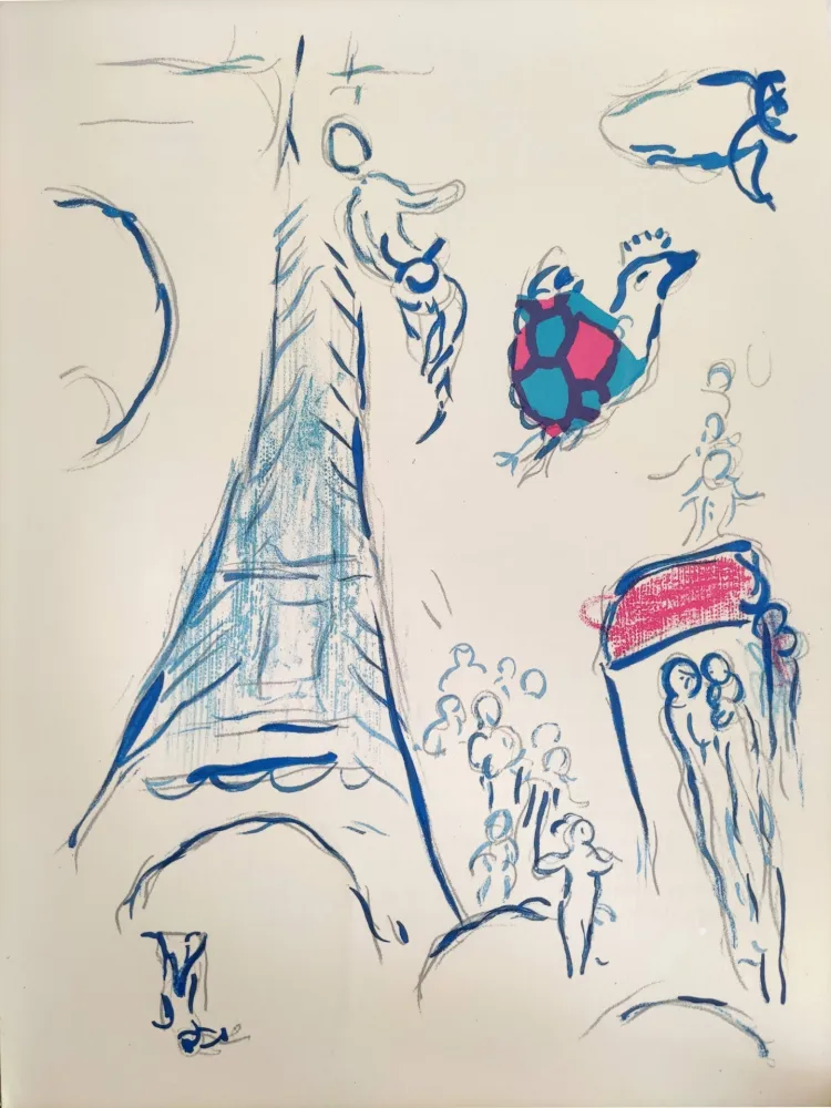 Lithografie Chagall - Sketch for the Angel of Mozart