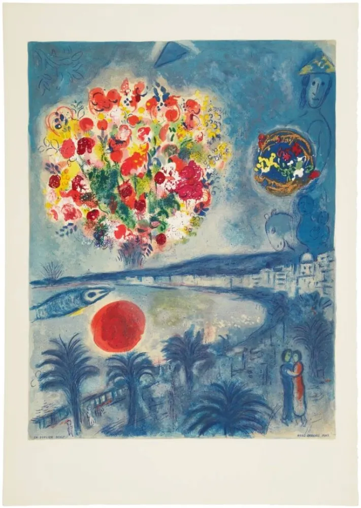 Lithografie Chagall - Soleil couchant (Sunset)