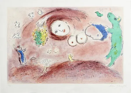 Lithografie Chagall - Springtime in the Meadow, from Daphnis and Chloe