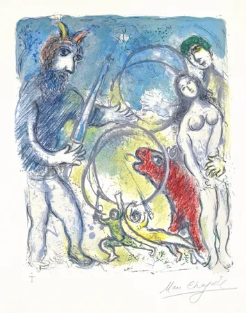 Lithografie Chagall - Sur la Terre des Dieux (In the Land of the Gods): Anacreon