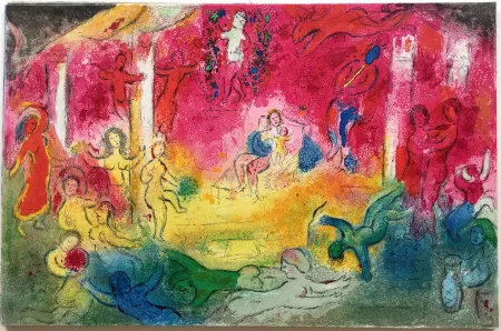 Lithografie Chagall - TEMPLE ET HISTOIRE DE BACCHUS (Daphnis & Chloé - 1961)